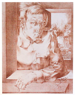 Autoportrait I (1970, litho/craie) - Heinz Plank