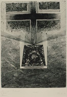 Passion (5. Blatt: Hommage à Penderecki) Radierung von Heinz Plank 1980