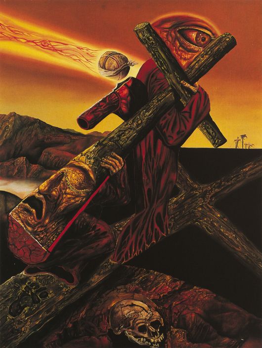 Kreuzweg – V. Station: Simon von Cyrene hilft Jesus das Kreuz tragen (9/1986 – Öl auf Leinwand, auf Hartfaser) – Gemälde von Heinz Plank