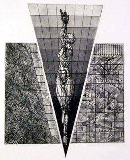 Lichtstreben (4. Blatt: Zyklus „Wissenschaft-Technik-Mensch“, Radierung/Aquatinta, 1984) - Heinz Plank