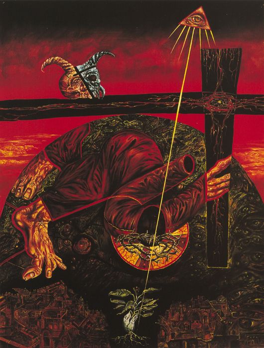 Kreuzweg – IX. Station: Jesus fällt zum dritten Mal unter dem Kreuz (1986 – Öl auf Leinwand, auf Hartfaser) – Gemälde von Heinz Plank