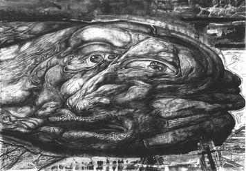 The serpent in land II (4/1994, drawing) - Heinz Plank