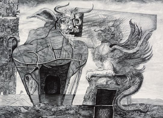 Drohgebärden (1987 – Bleistift) – Zeichnung von Heinz Plank