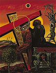 Way of the Cross—Station IV.: Jesus meets his mother (1986 – oil on canvas on hardboard) – painting by Heinz Plank