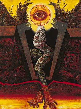 Kreuzweg – XIV. Station: Der heilige Leichnam Jesu wird in das Grab gelegt (1987 – Öl auf Leinwand, auf Hartfaser) – Gemälde von Heinz Plank