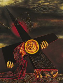 Way of the Cross—Station VII.: Jesus falls the second time (11/1986 – oil on canvas on hardboard) – painting by Heinz Plank